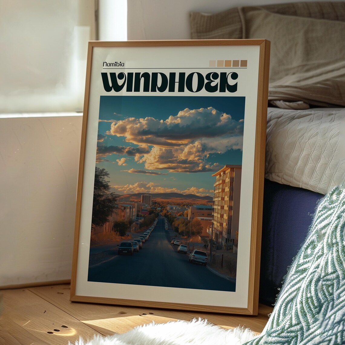 Windhoek Namibia City Street Golden Sunset Africa Travel Poster - Image 3