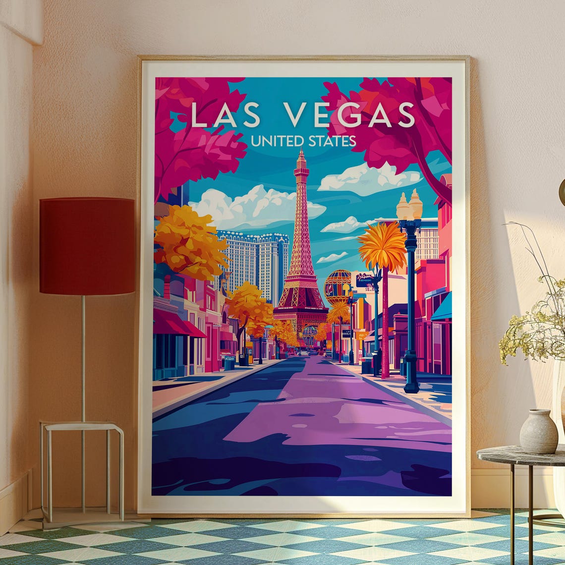 Las Vegas United States Neon Strip Eiffel Tower Replica Poster - Image 2