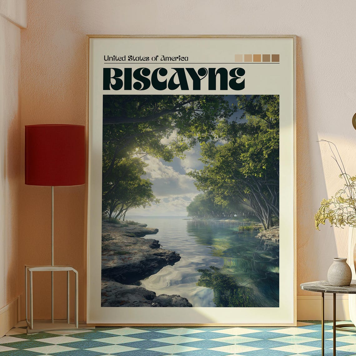 Biscayne Florida Mangrove Bay Shoreline View Travel Art Poster - Image 2