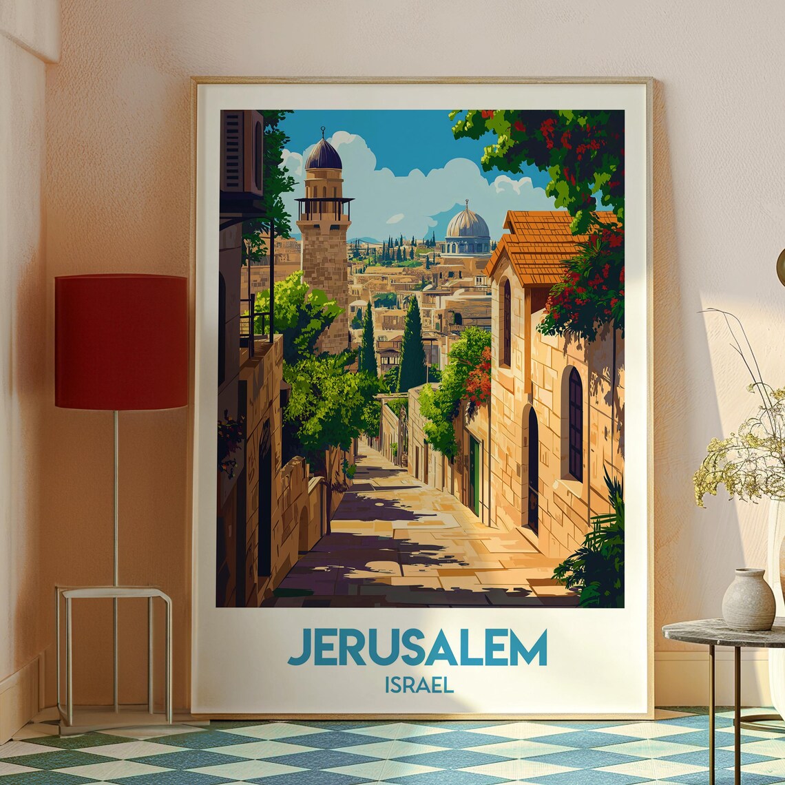 Jerusalem Israel Historic Old City Stone Street Dome Skyline Poster - Image 2