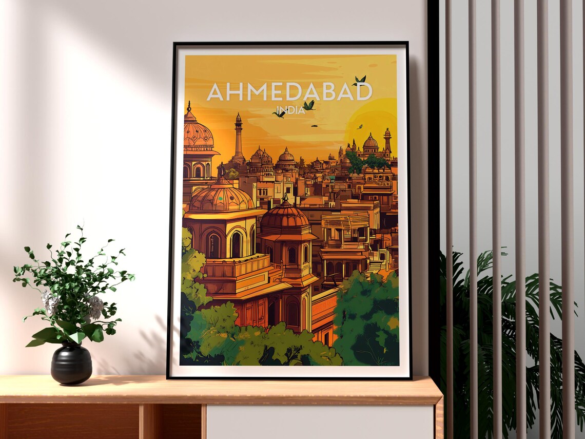Ahmedabad India Golden Sunset Old City Domes Heritage Poster