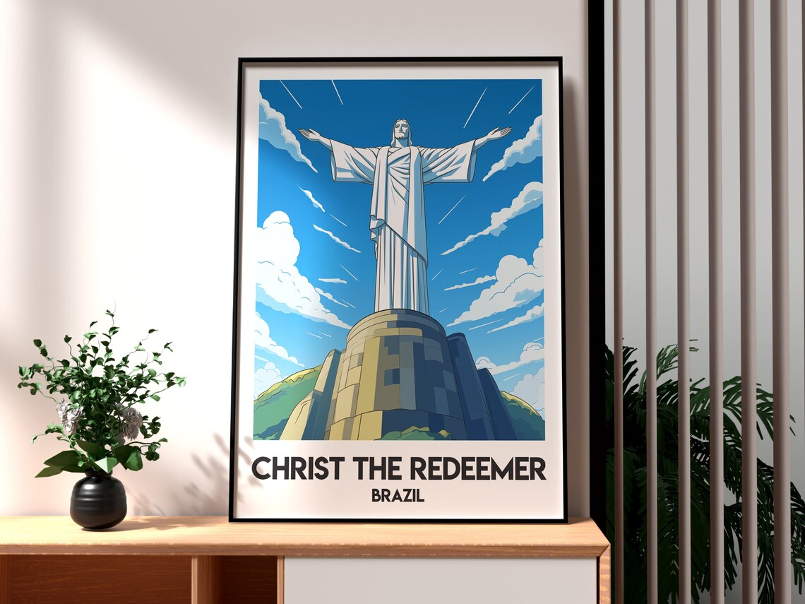 Christ The Redeemer Brazil Rio De Janeiro Statue Travel Poster