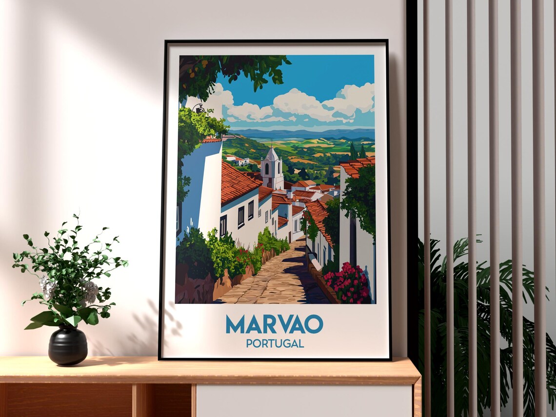 Marvao Portugal Whitewashed Village Hilltop Old Town Travel Poster