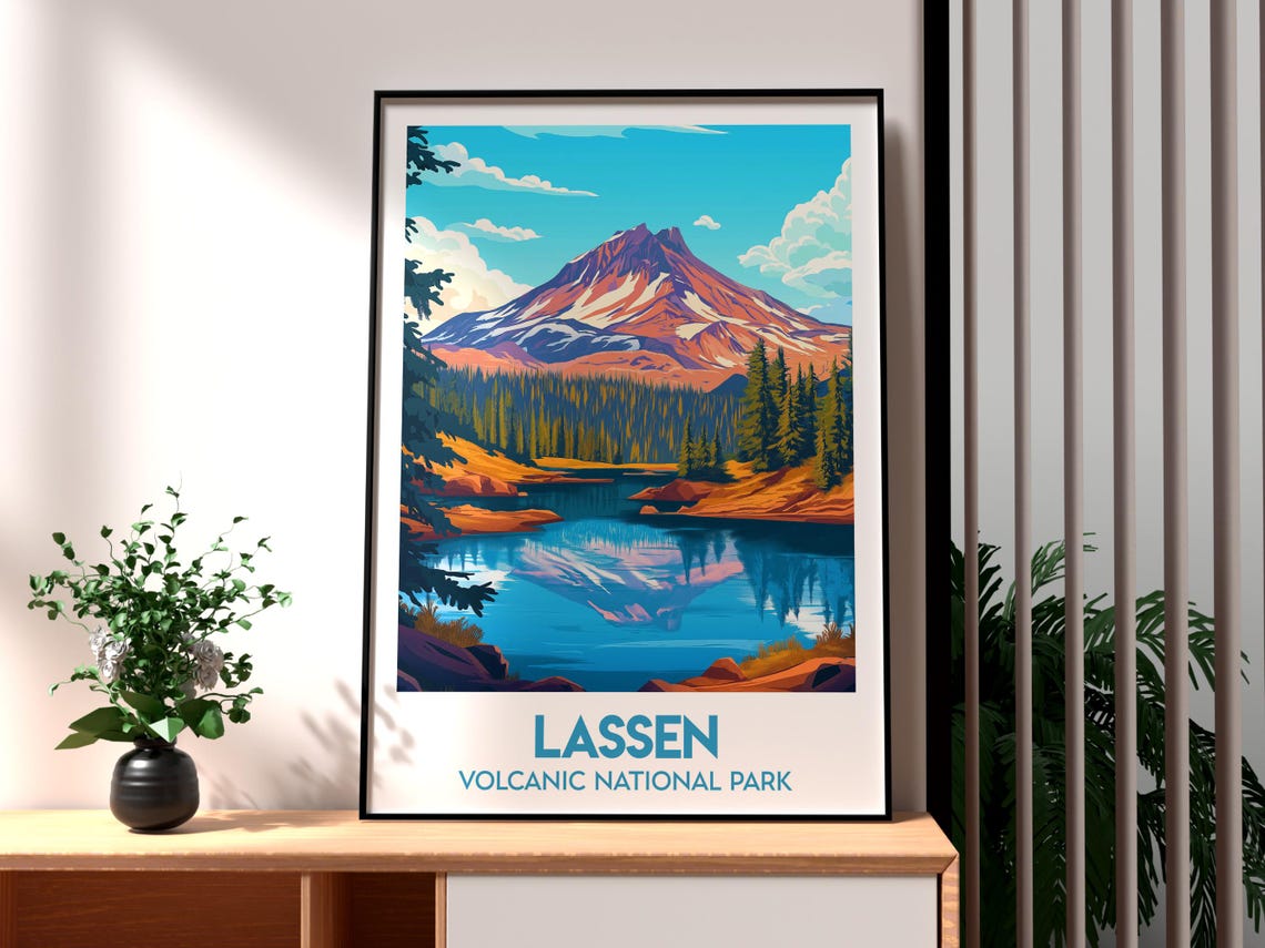 Lassen Volcanic National Park Peak Mirror Lake Reflection Poster