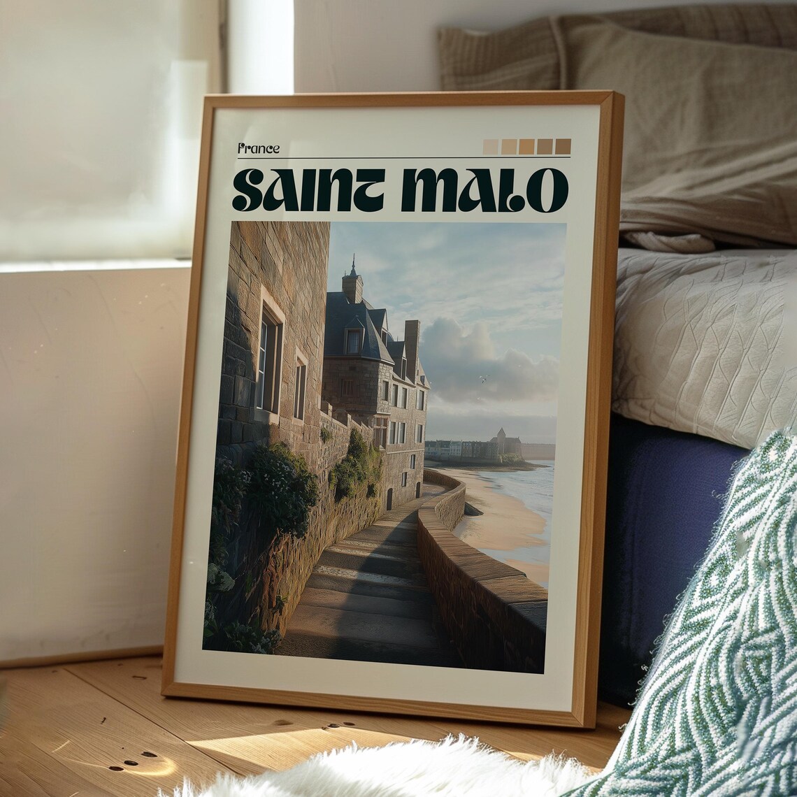 Saint Malo France Historic Ramparts Coastal City Vintage Travel Poster - Image 3