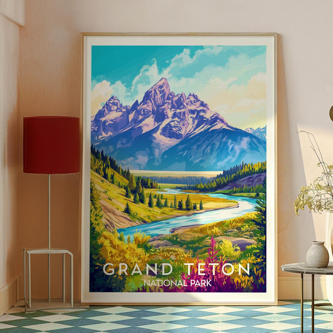 Grand Teton National Park Jagged Mountain Peaks Valley Poster - Image 2