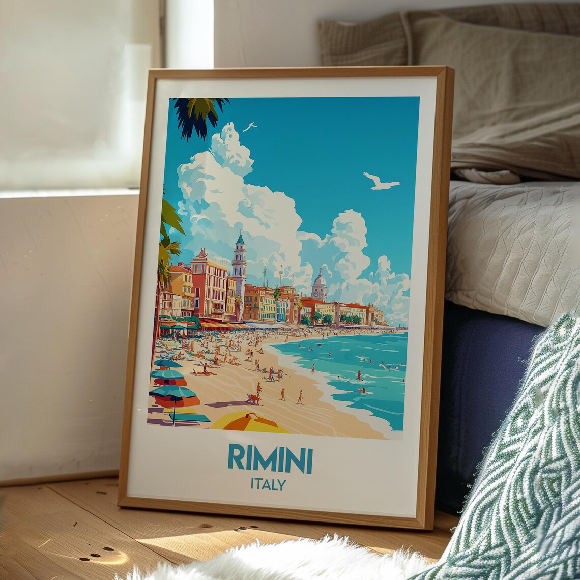 Rimini Italy Adriatic Beach Promenade Summer Resort Travel Poster - Image 3