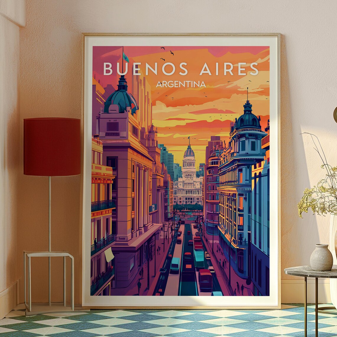 Buenos Aires Argentina Sunset Avenue Grand Domes Travel Poster - Image 2