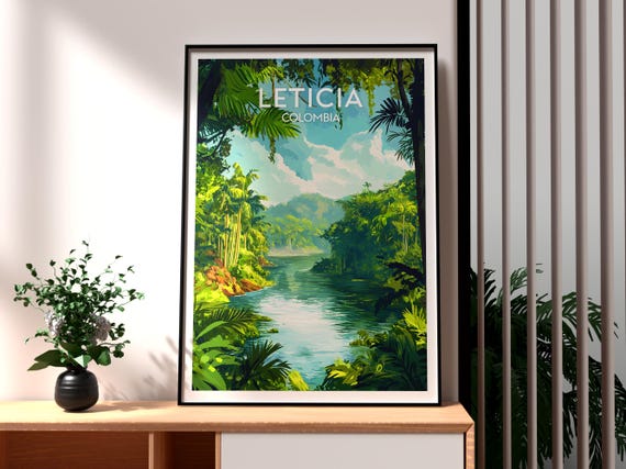 Leticia Poster Amazon River Colombia Travel Print Wall Art Backpacking South America