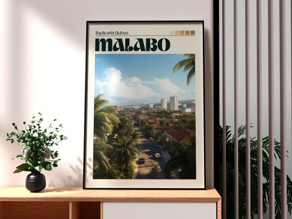 Malabo Poster Equatorial Guinea Print Travel Wall Art Africa African Wildlife