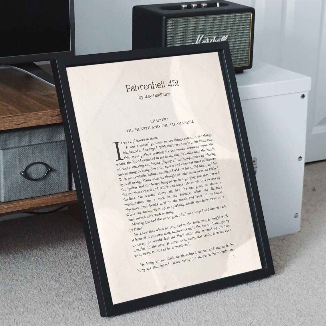 Ray Bradbury Fahrenheit 451 Chapter One First Page Print Literary Poster - Image 2