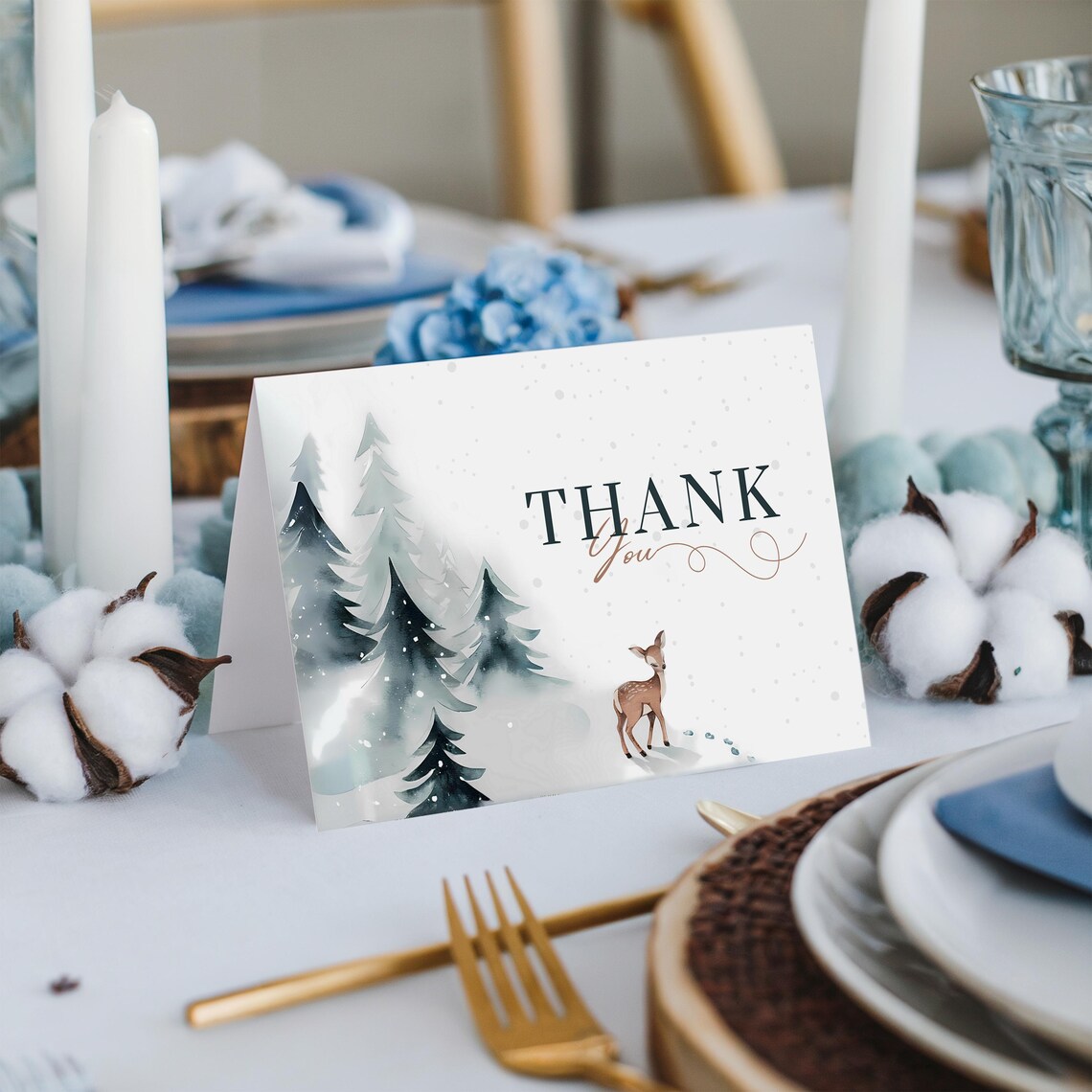 Baby Its Cold Outside Baby Shower Thank You Card Winter Thank You Card Template Baby Shower Thank You Card Editable
