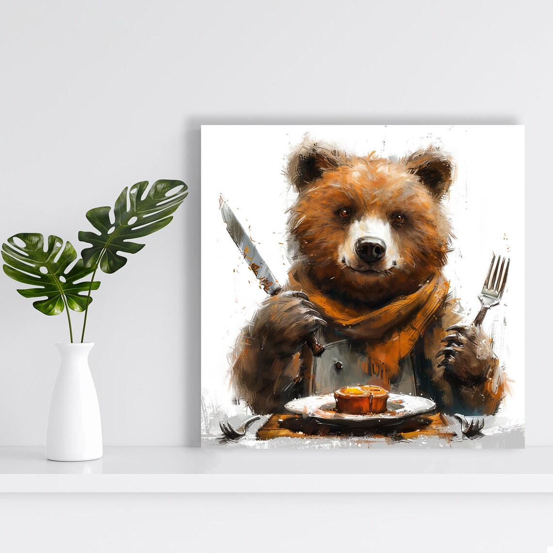 Gourmet Grizzly Rustic Bear Art Print, Kitchen Decor - Image 2