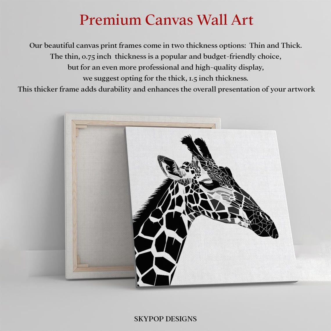 Black White Geometric Giraffe Mosaic Minimalist Modern Wall Art Poster - Image 3