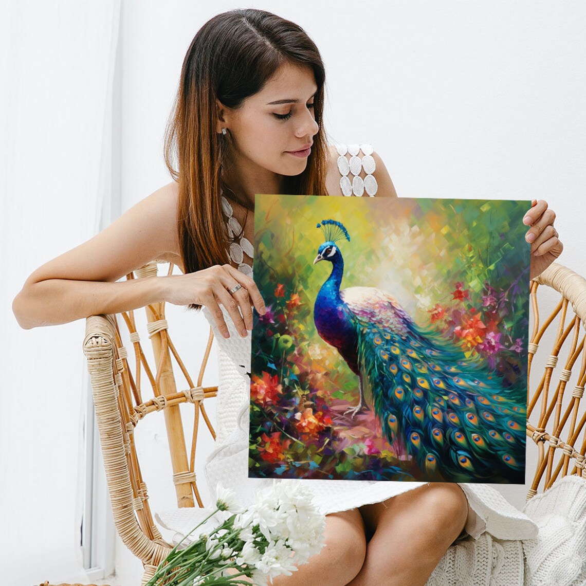 Peacock Decor Poster Print, Exotic Living Room Decor - Image 3