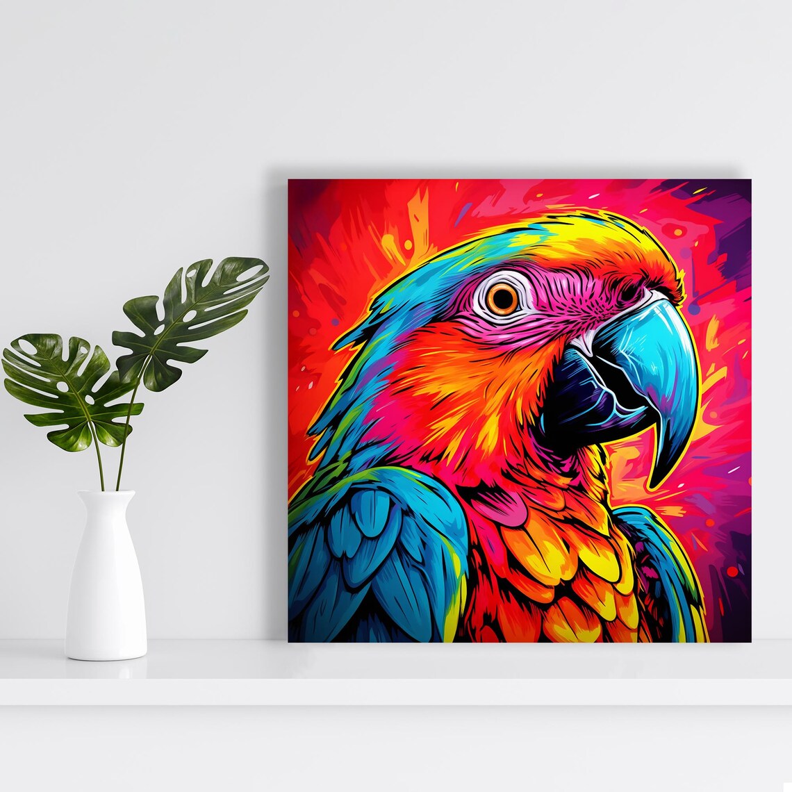 Macaw Explosion Pop Art Poster, Contemporary Decor - Image 2