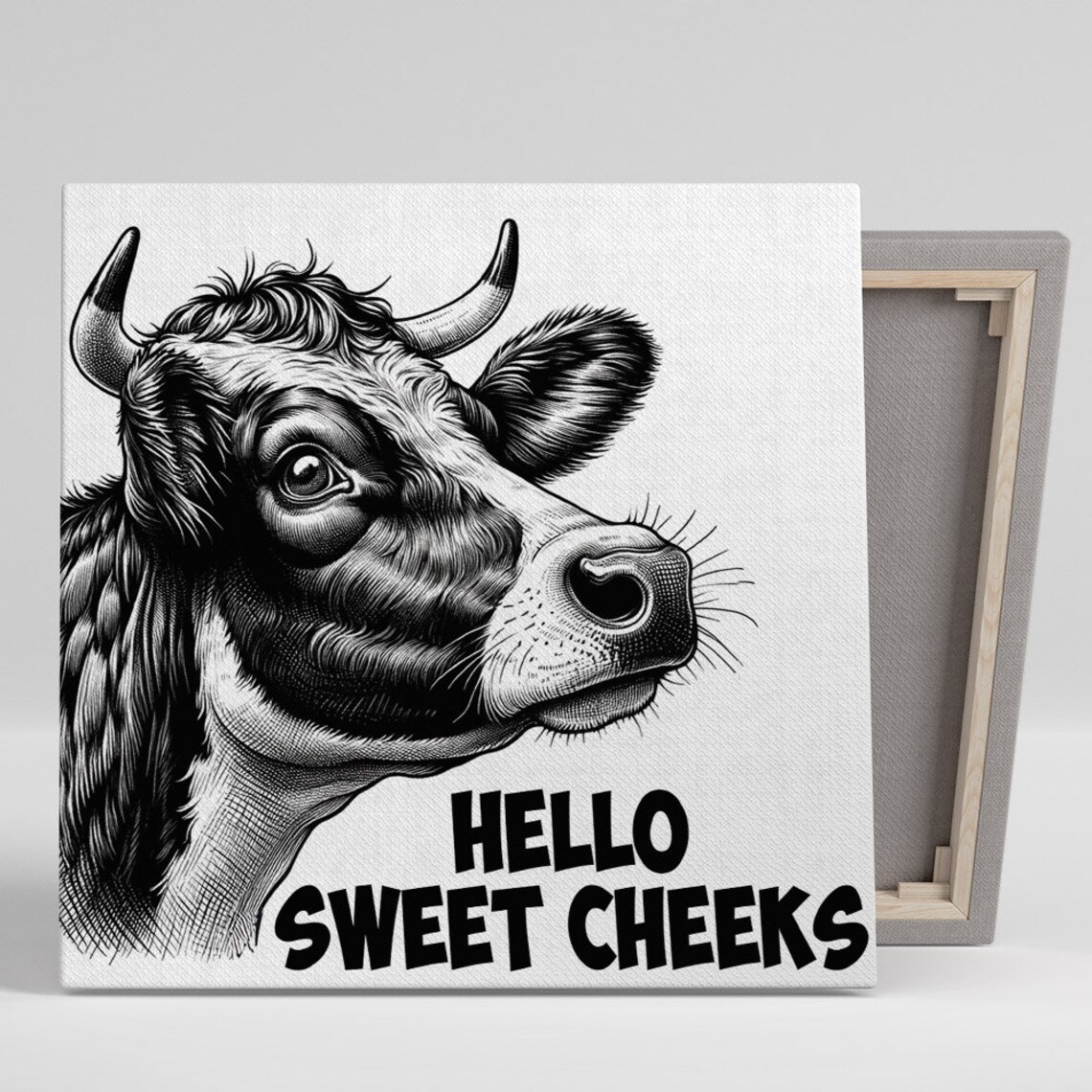 Cow Bathroom Wall Art Print, Hello Sweet Cheeks