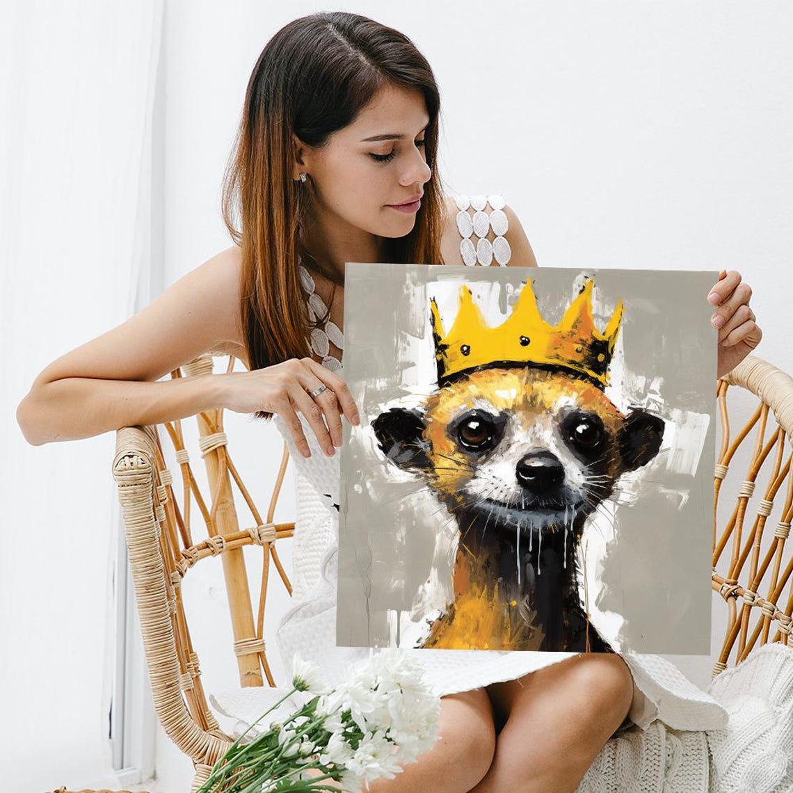 Royal Crowned Chihuahua Pop Art Cute Yellow King Dog Wall Poster - Image 3