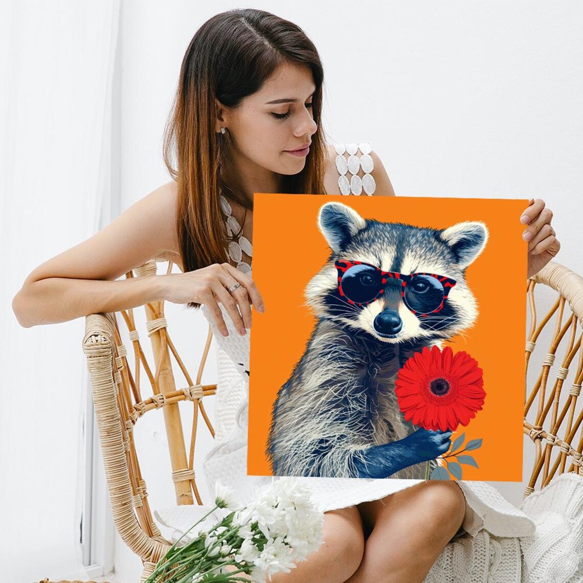 Fashionable Raccoon Art Print, Whimsical Animal Decor - Image 3