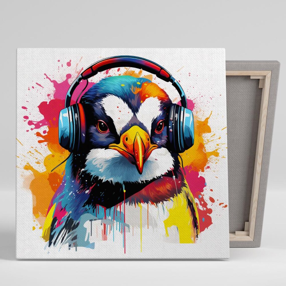 Melodic Penguin Splash Pop Art Modern Poster Print