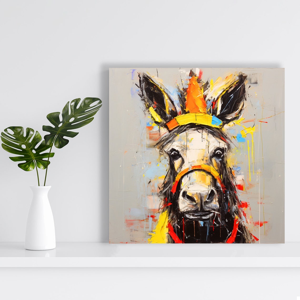 Donkey Wearing Golden Crown Whimsical Colorful King Animal Poster - Image 2