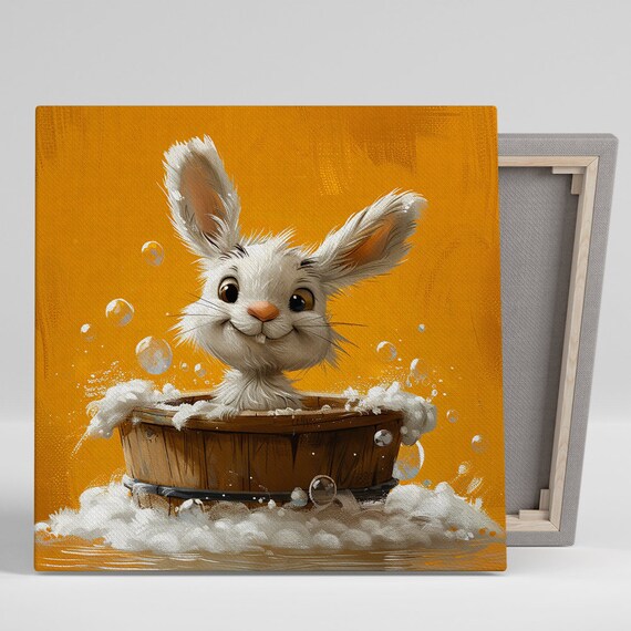Bubbly Bunny Art Print, Whimsical Nursery Decor