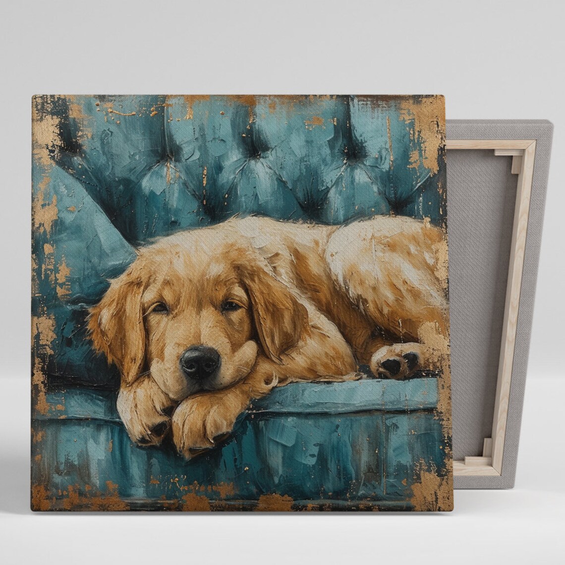 Golden Retriever Rustic Living Room Art Print