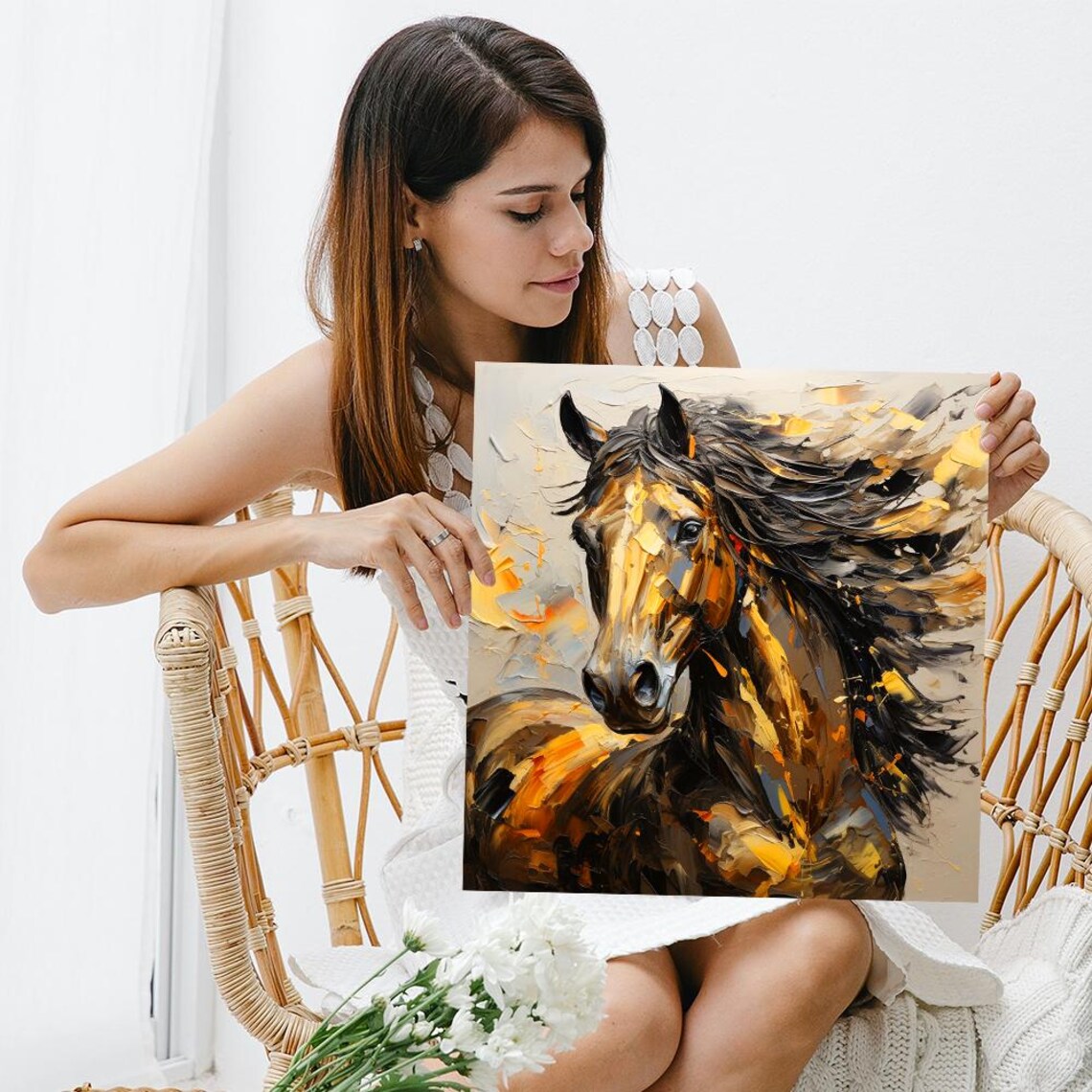 Horse Art Print, Contemporary Rustic Living Room Decor - Image 3