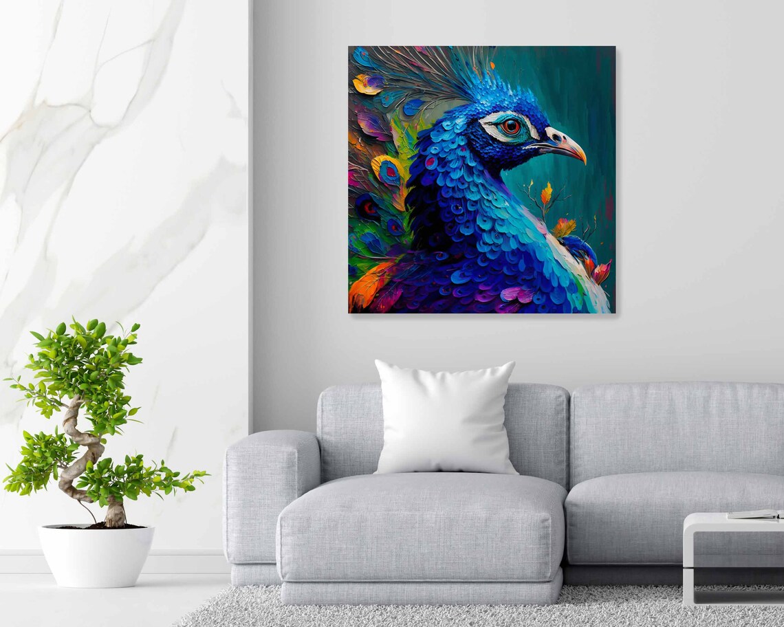 Peacock Contemporary Wall Art Print, Exotic Decor - Image 4