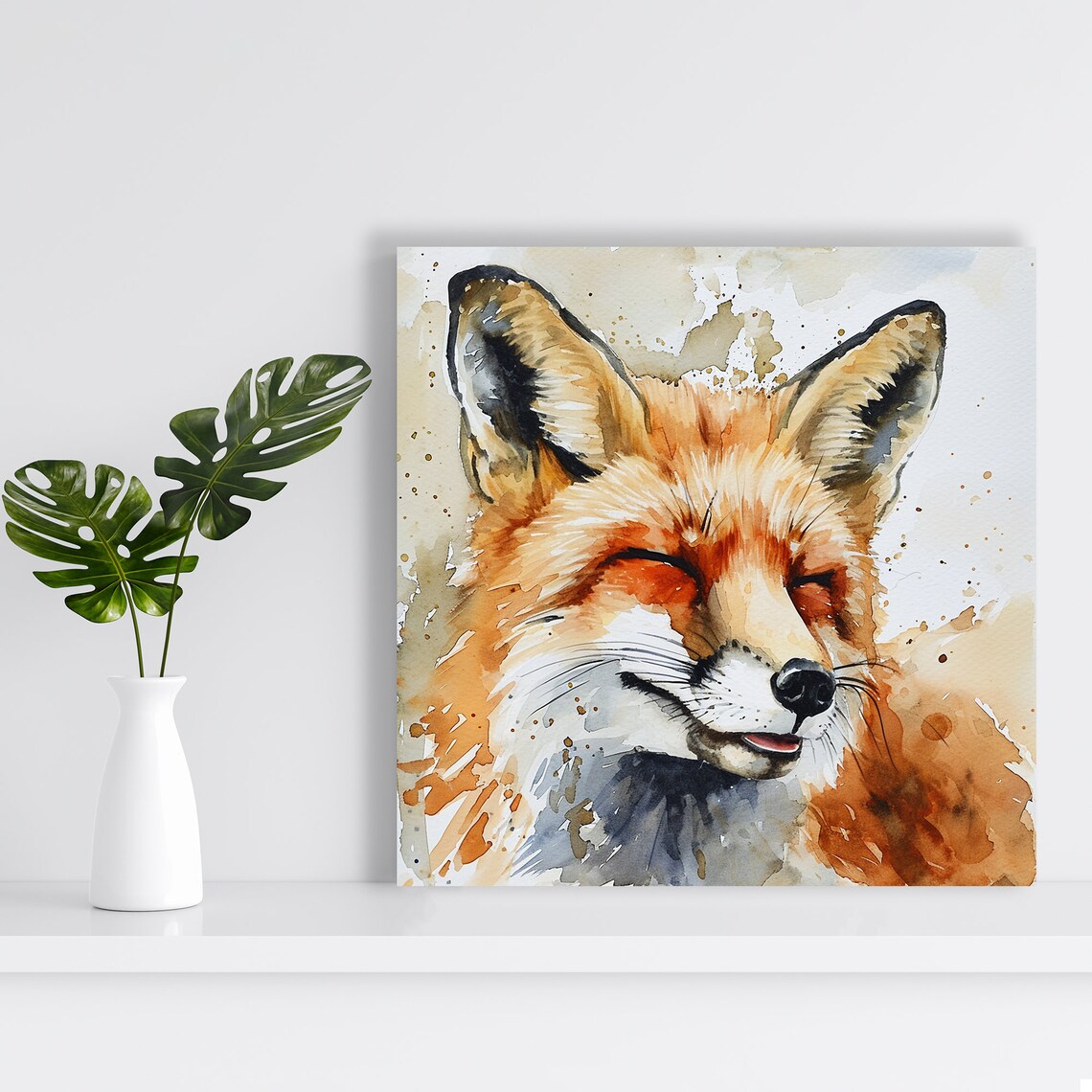 Sleepy Fox Whimsical Rustic Decor Wall Art Print - Image 2
