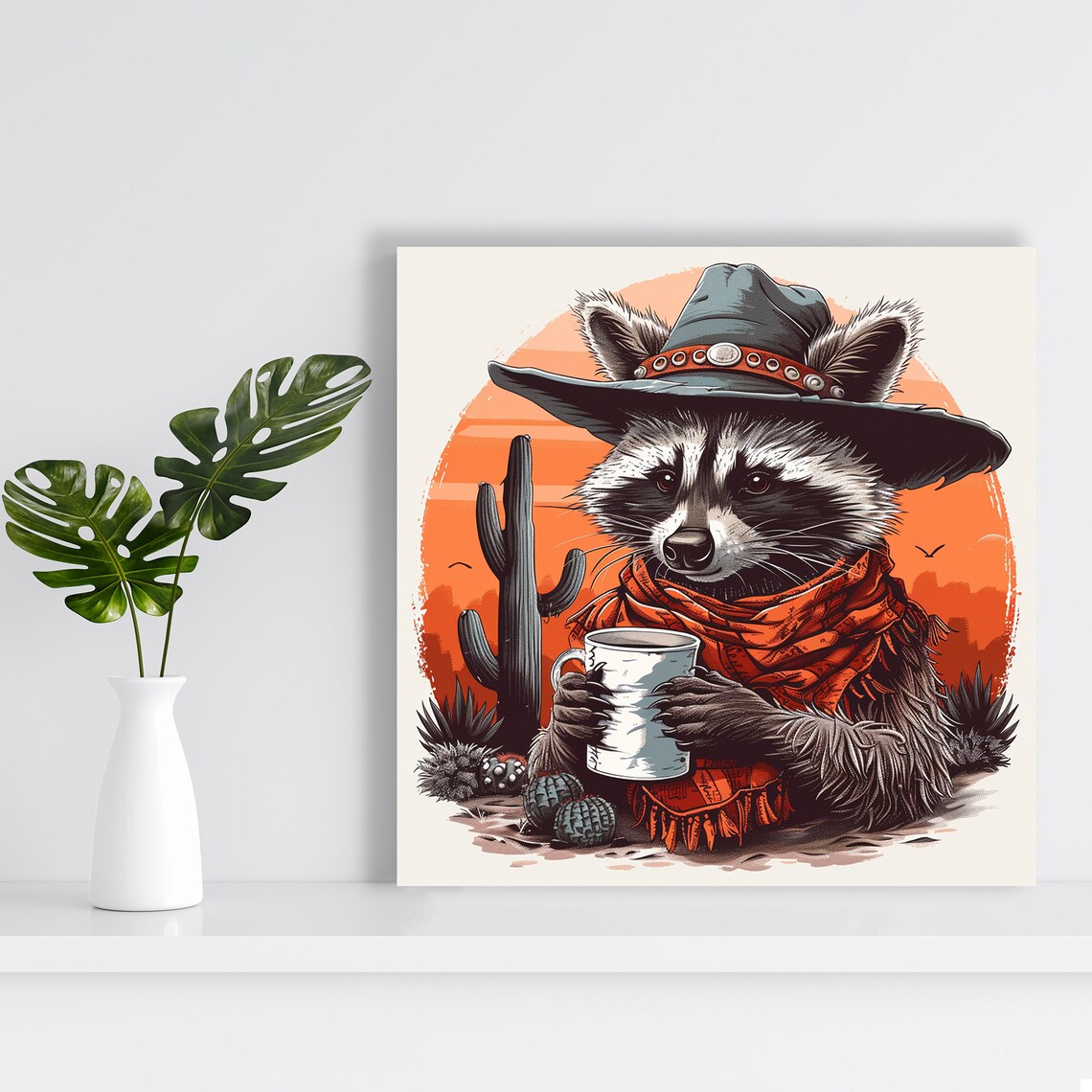 Cowboy Raccoon Art Print, Whimsical Rustic Decor - Image 2
