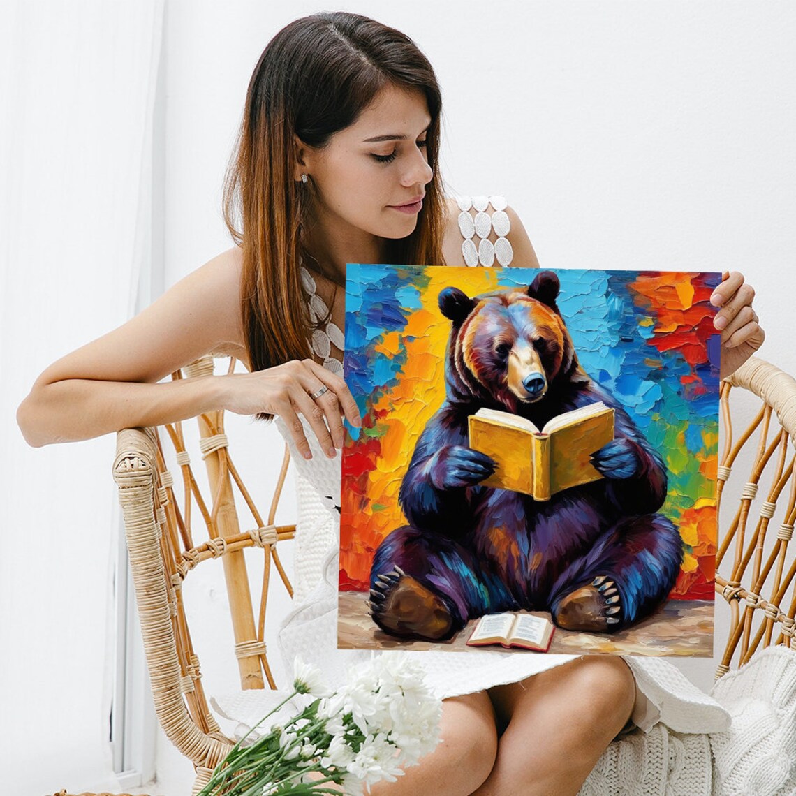 Literary Bear Enlightenment Wall Art Poster, Library - Image 3
