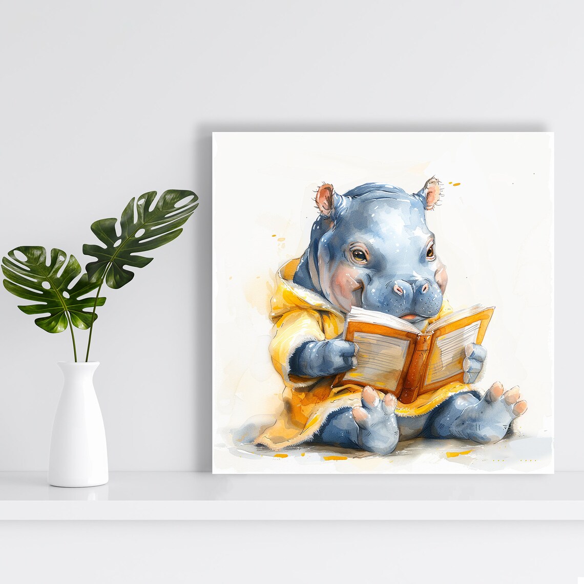 Hippopotamus Nursery Art Print, Whimsical Decor - Image 2