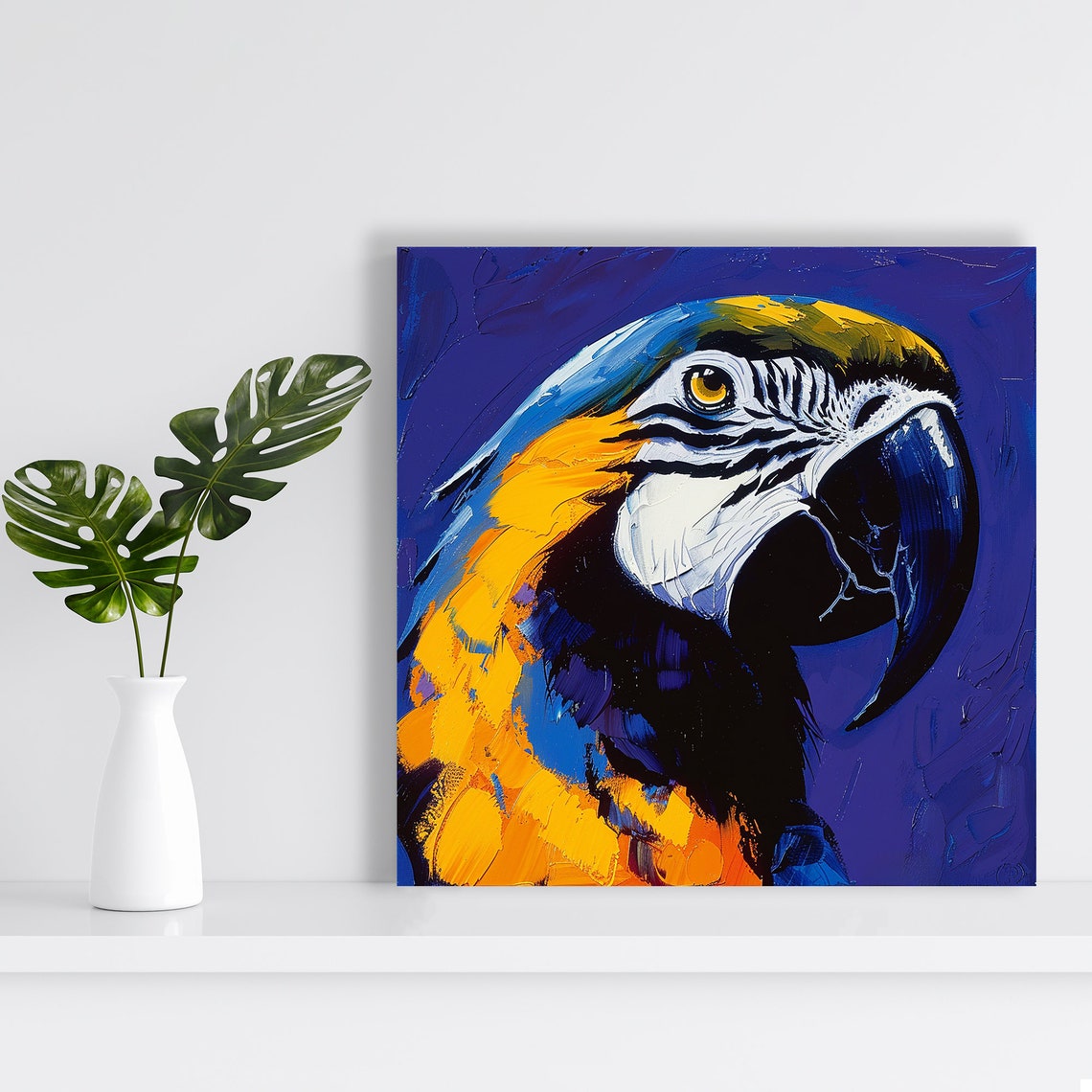 Blue and Yellow Macaw Parrot Vibrant Colorful Portrait Poster - Image 2