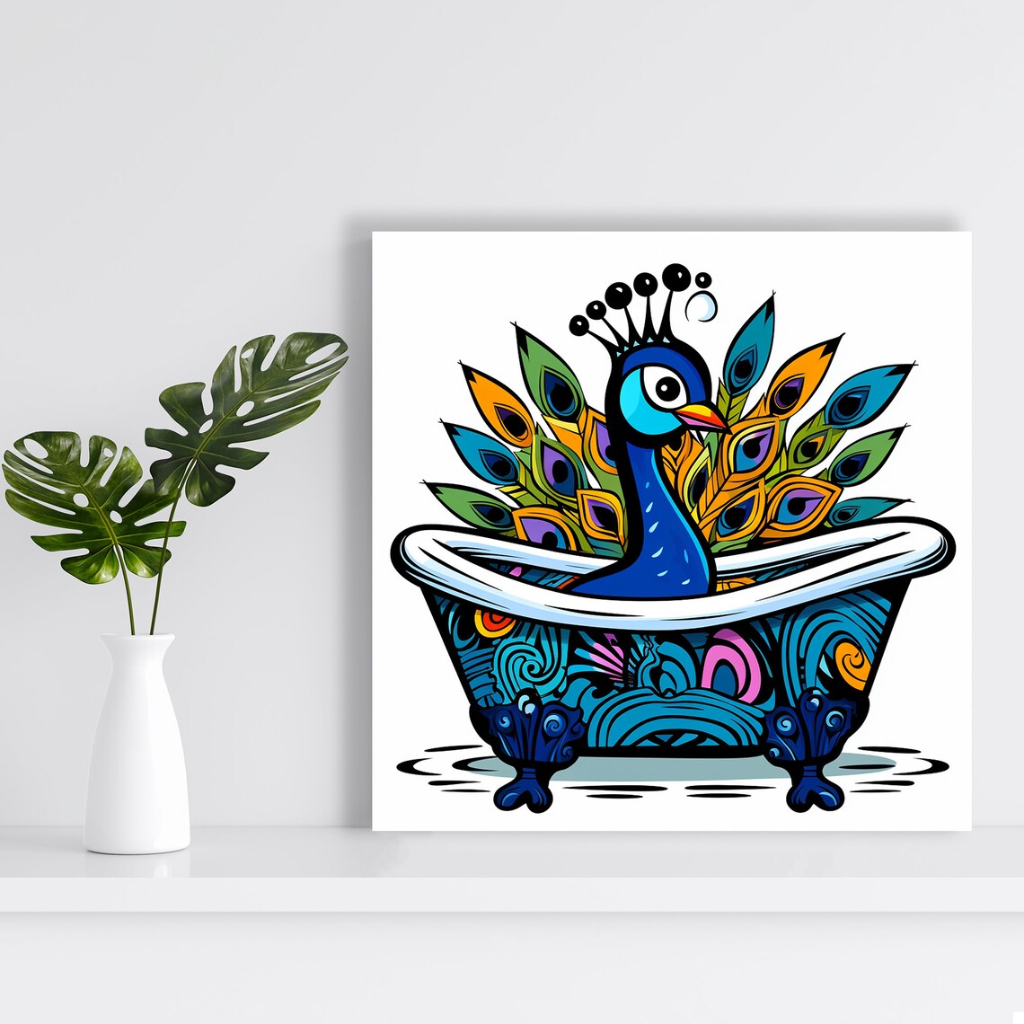 Whimsical Peacock Art Print, Bohemian Modern Decor - Image 2