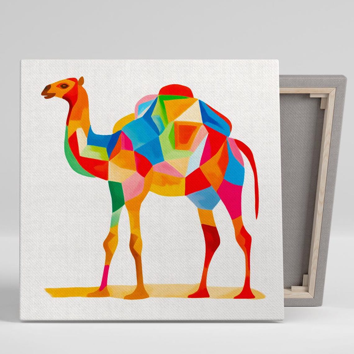 Kaleidoscopic Camel Geometric Multicolor Low Poly Modern Animal Poster