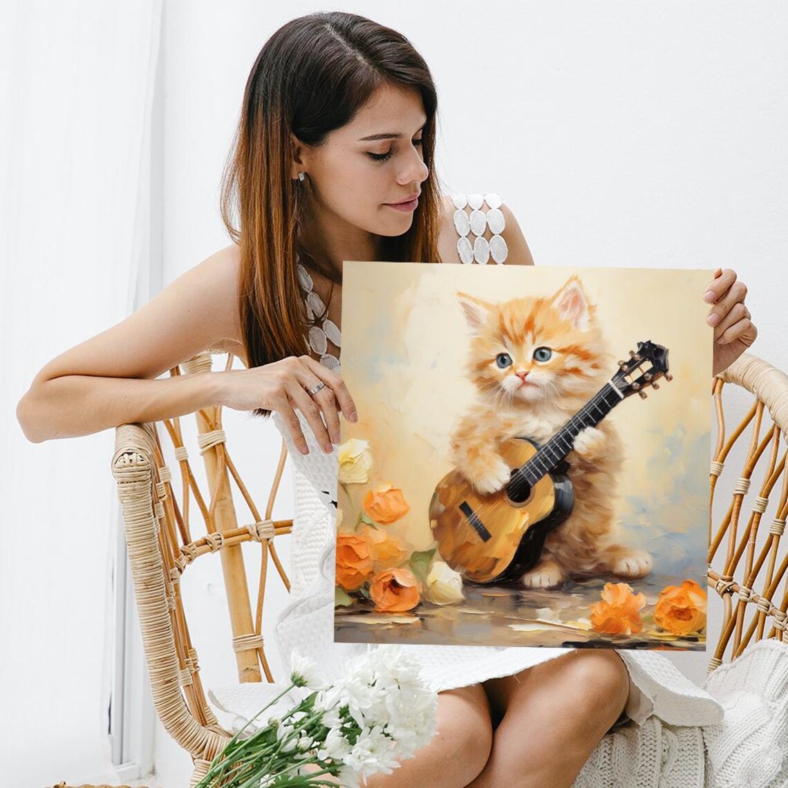 Melodious Kitten Serenade, Whimsical Cat Art Print - Image 3