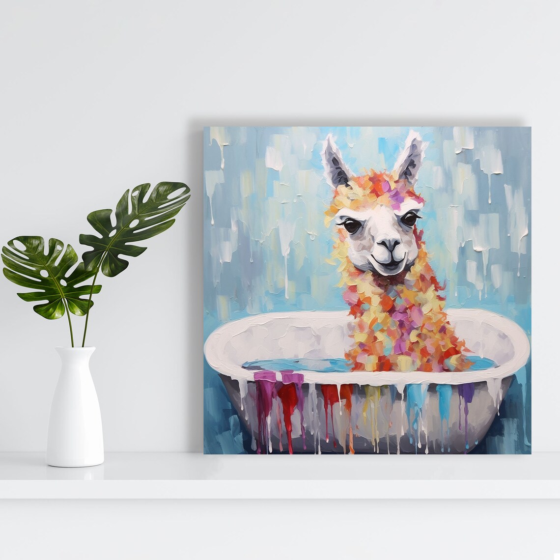 Llama In Bathtub, Bathroom Animal Wall Art Print - Image 2