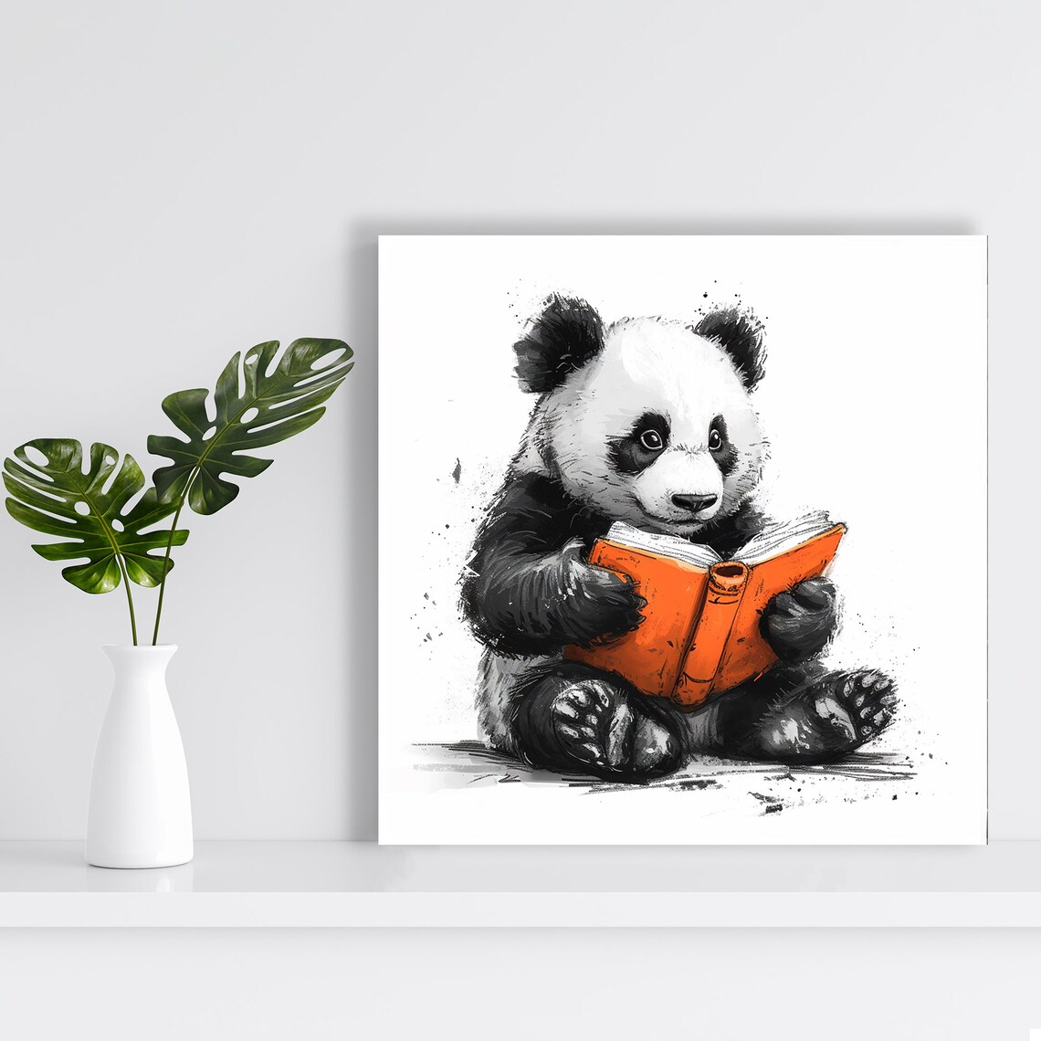 Panda Whimsical Animal Art Print, Literary Adventure - Image 2