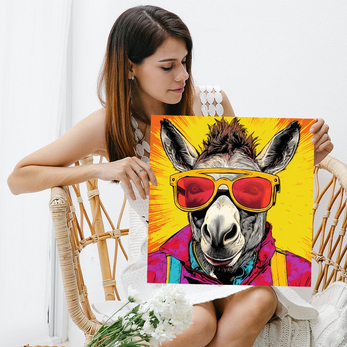Cool Donkey Wearing Sunglasses Pop Art Fun Animal Wall Poster - Image 3