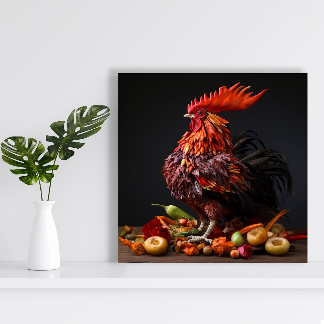 Majestic Rooster Harvest Rustic Farmhouse Poster Print - Image 2