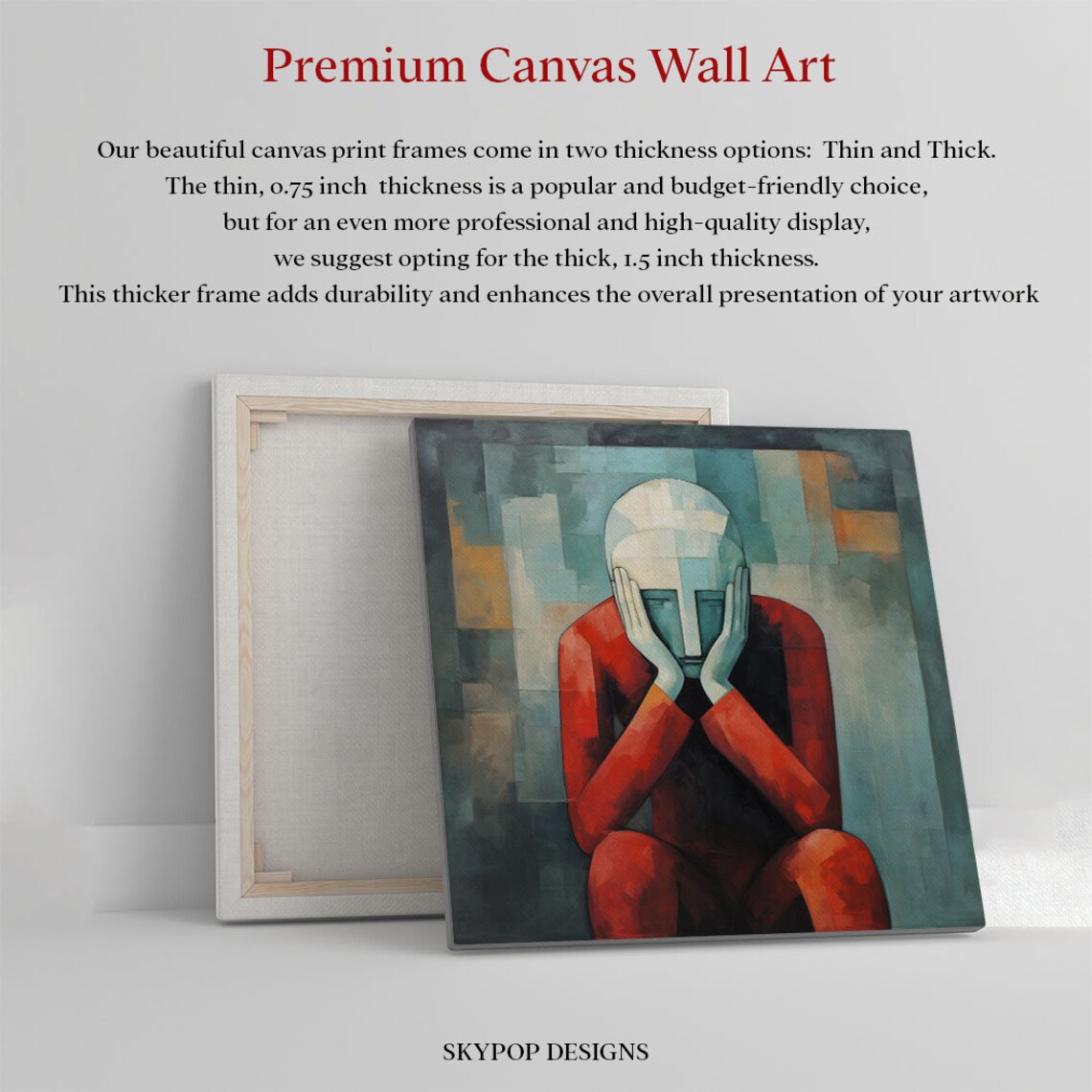 Abstract Face Wall Art Print, Modern Whimsical Decor - Image 2