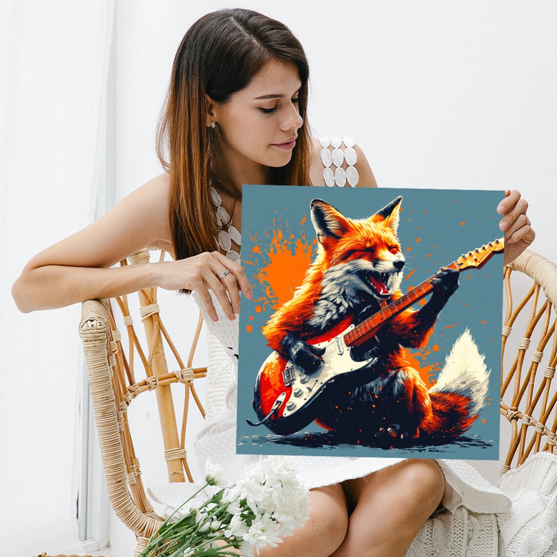Fox Rock Star Pop Art Print, Contemporary Decor - Image 3
