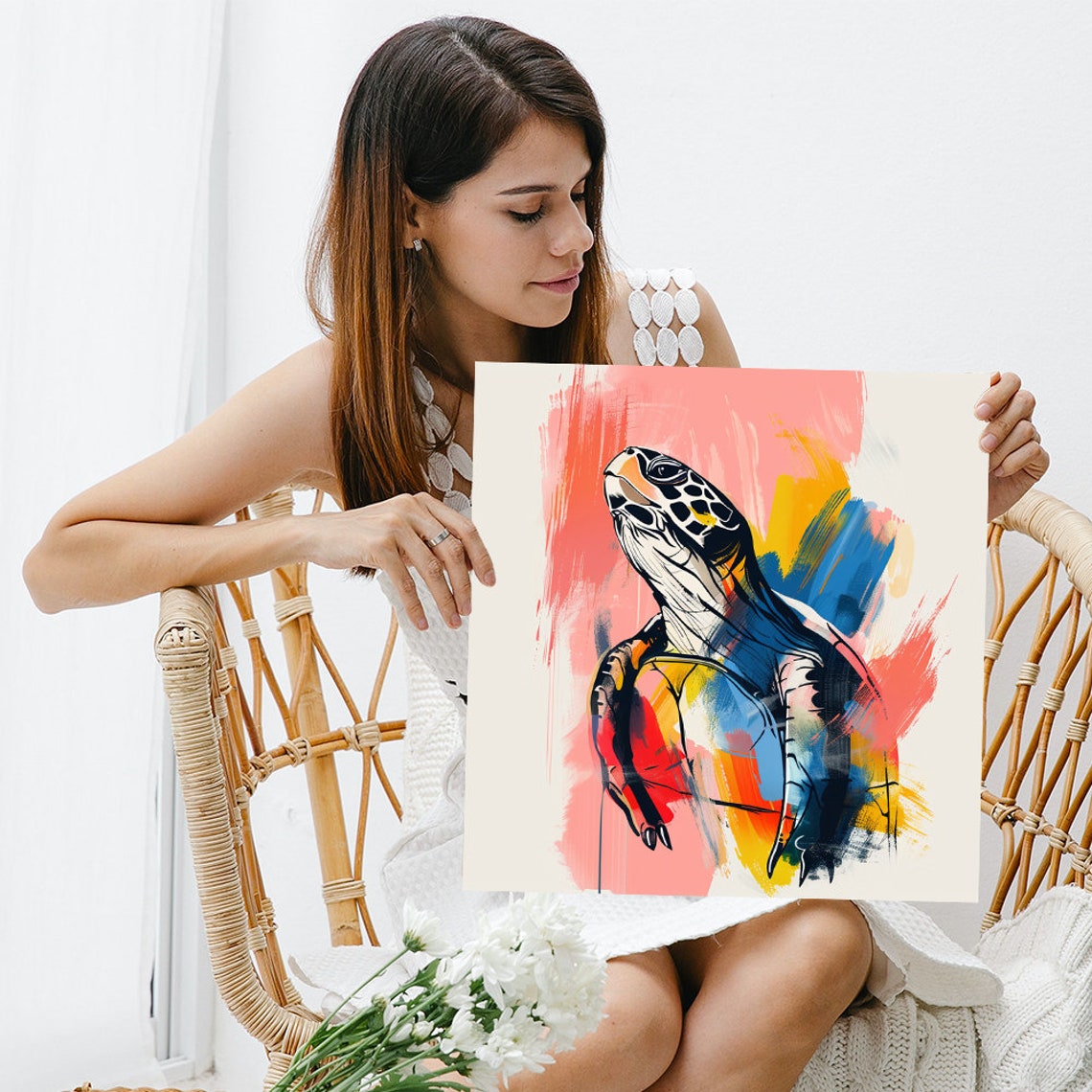 Sea Turtle Odyssey Art Or Poster Contemporary Animal Decor Living Room Bedroom Office Children Room Art Vibrant Colorful Abstract - Image 3
