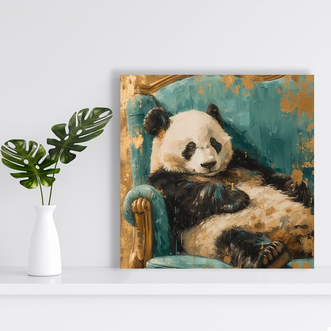 Panda Repose Contemporary Whimsical Art Print - Image 2