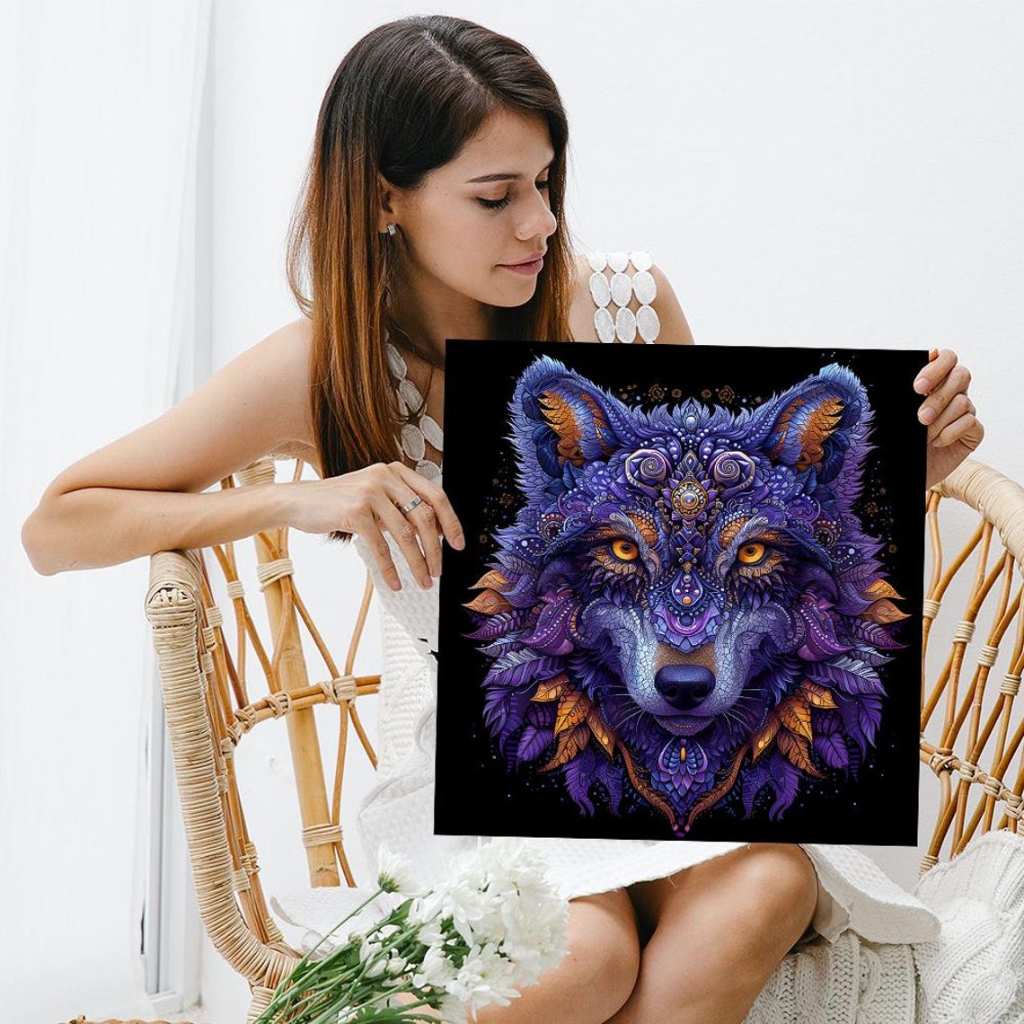 Cosmic Wolf Spirit Art Or Poster Animal Contemporary Bohemian Decor Living Room Bedroom Office Game Room Wall Art Animal Decor - Image 3