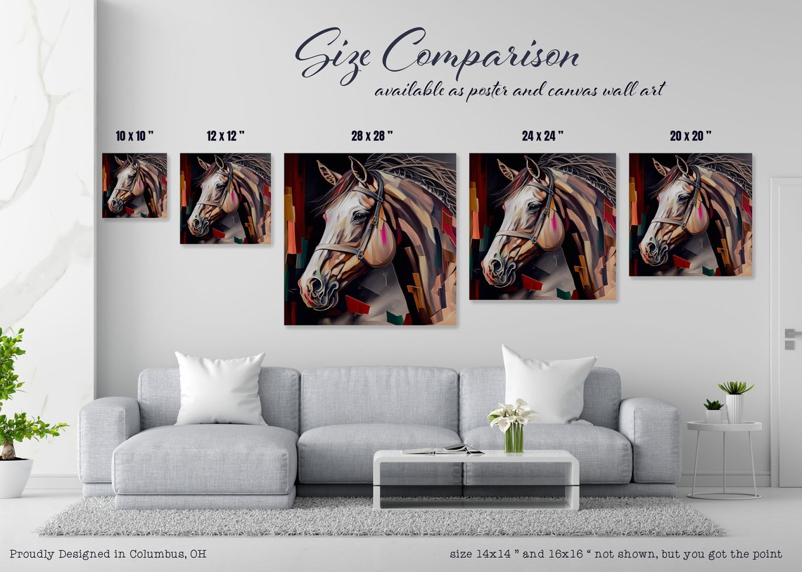 Cubist Horse Portrait Geometric Warm Earth Tones Modern Equine Poster - Image 3