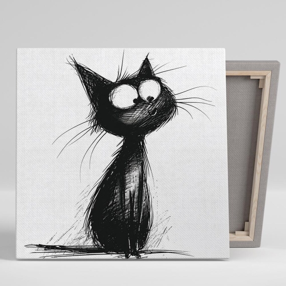 Black Cat Minimalist Bohemian Decor Art Print