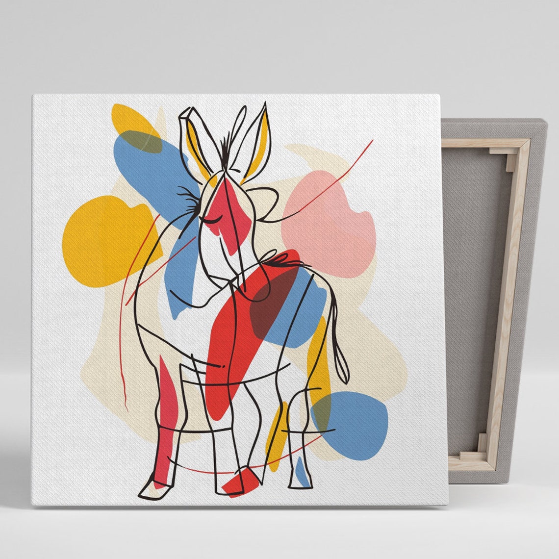 Abstract Donkey One Line Drawing Colorful Blobs Minimalist Poster