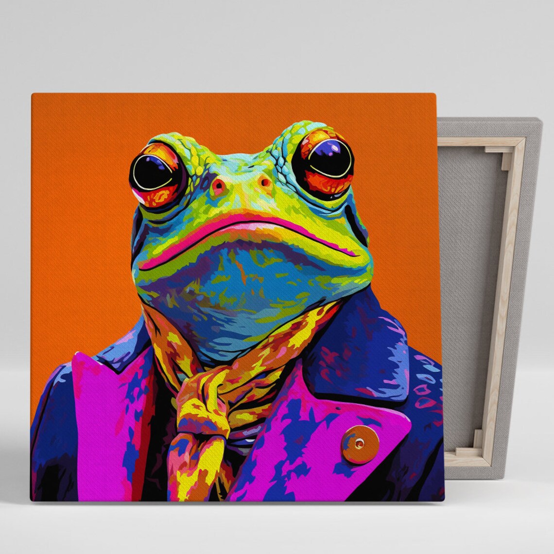 Psychedelic Frog Boss Pop Art Poster, Eclectic Decor